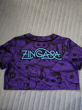 Zingara Purple Graphic Crop Top with Teal Logo